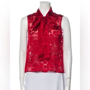 Alice and Olivia Floral Print V-Neck Crop Top